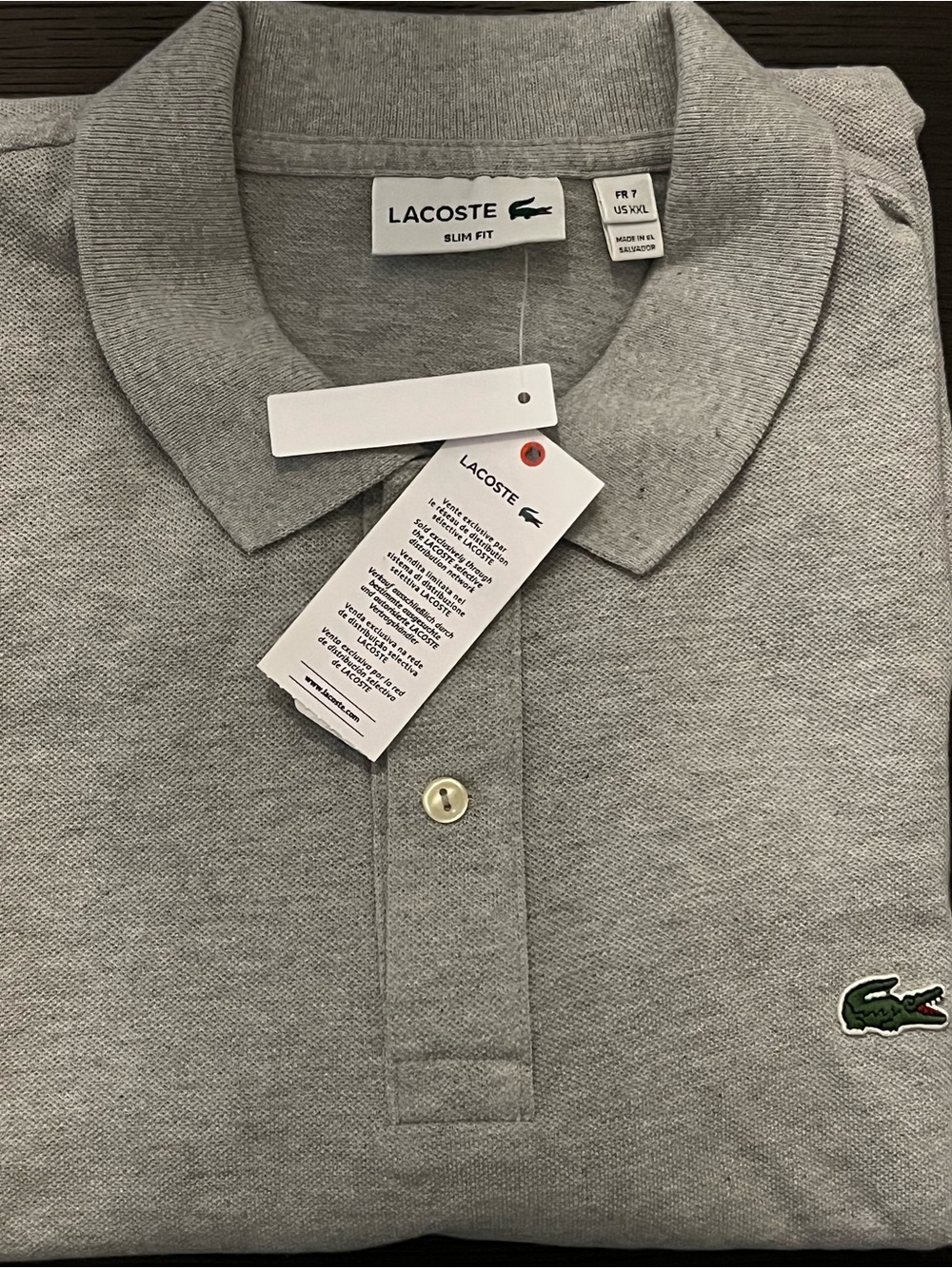Lacoste Men's Polo Shirt in Light Gray with Crocodile Logo
